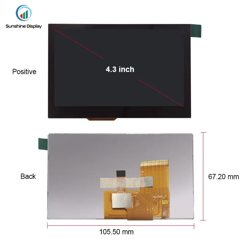 SDT043QPSN-01CP 4.3 inch Standard TFT LCD Module|TFT with Capacitive Touch Screen Detail View