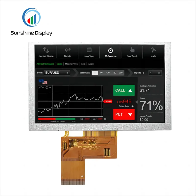 SDT050BWSI-04 5.0 inch Wide Temperature TFT Display| IPS TFT LCD Module |Sunlight Readable TFT LCD Side View