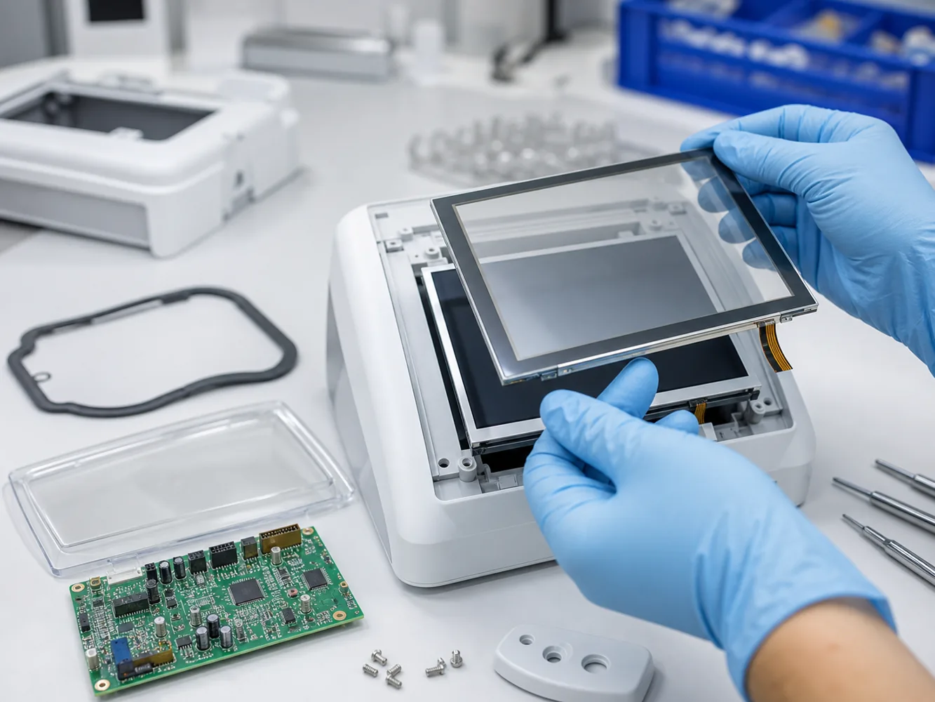 Capacitive touch LCD module with cover glass for medical device