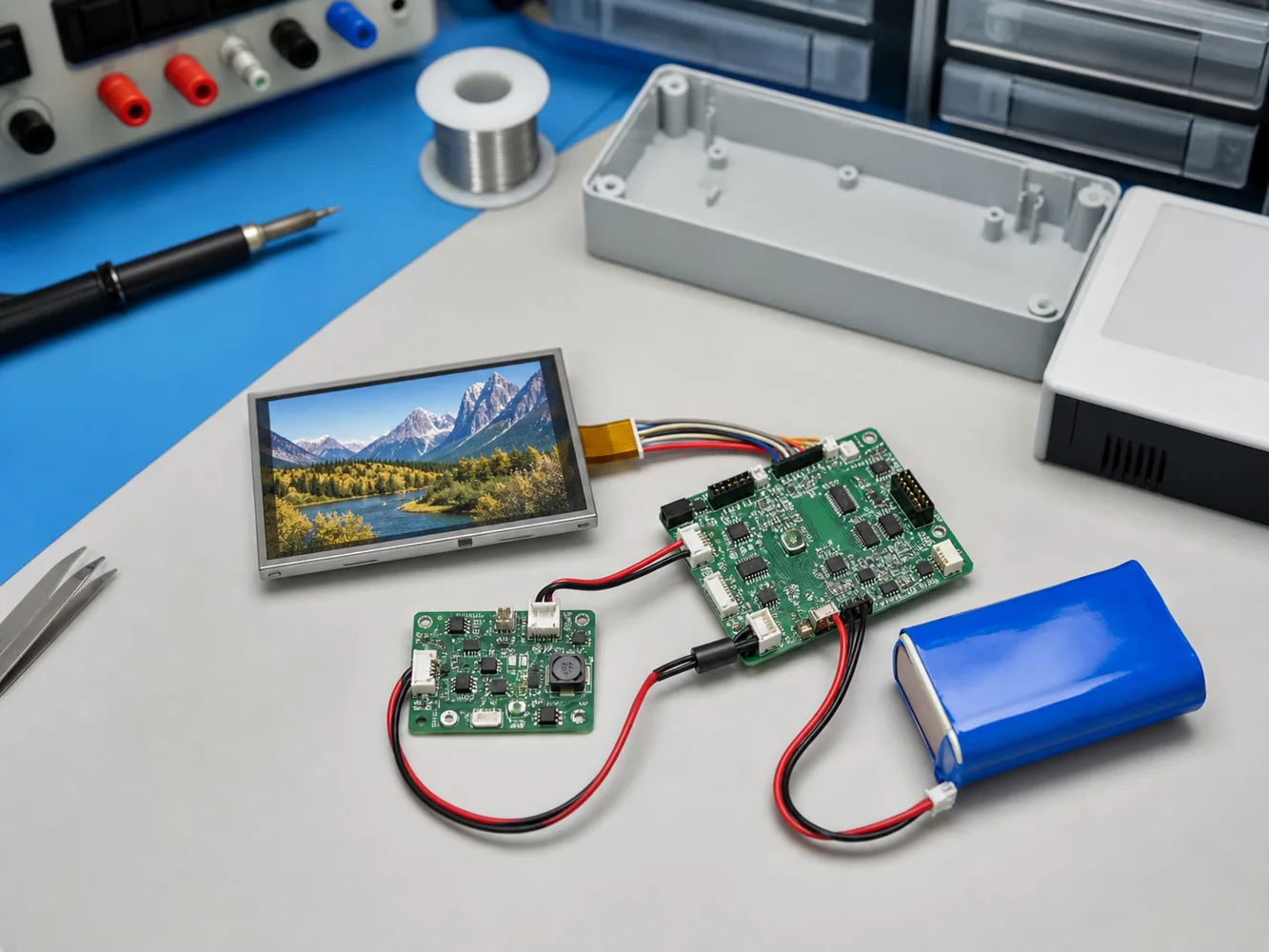 LCD backlight driver and mainboard integration for compact device