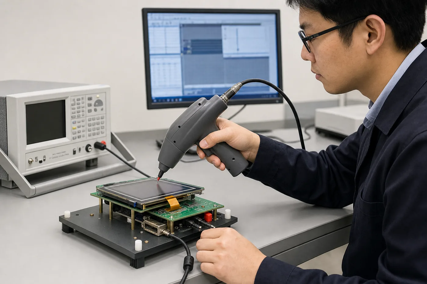 Small TFT LCD module ESD testing in compliance lab