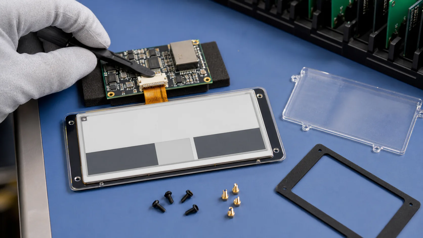 E-paper display module controller board and enclosure parts for industrial tool management OEM integration