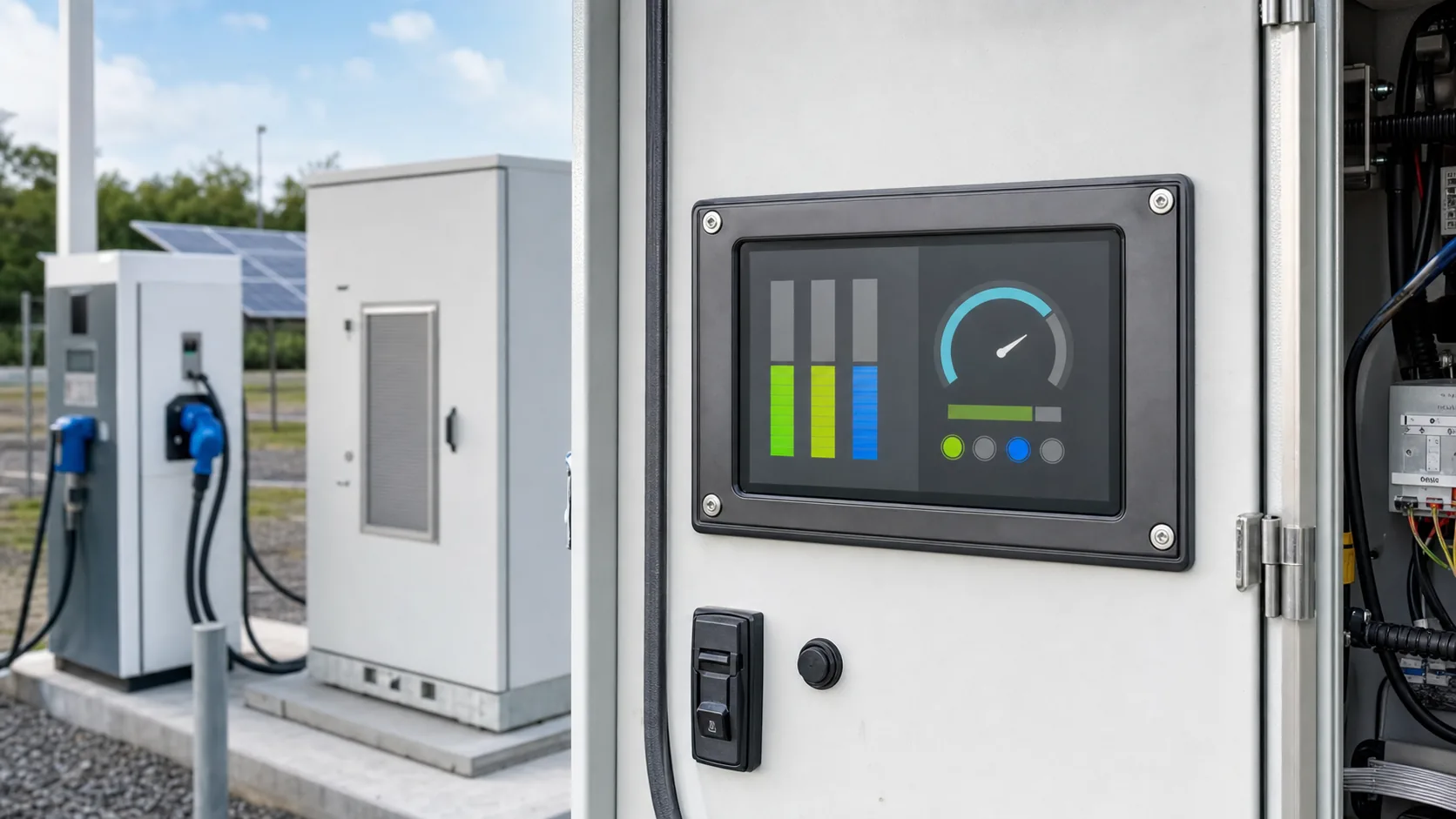 TFT LCD module behind cover glass on outdoor energy equipment cabinet