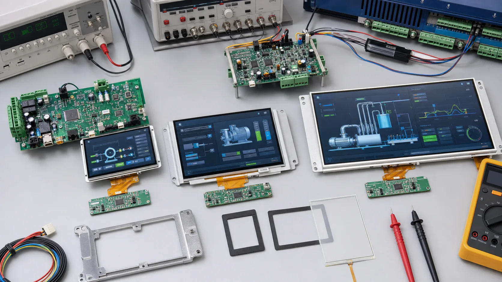 Engineering validation bench for TFT LCD modules used in pump control systems