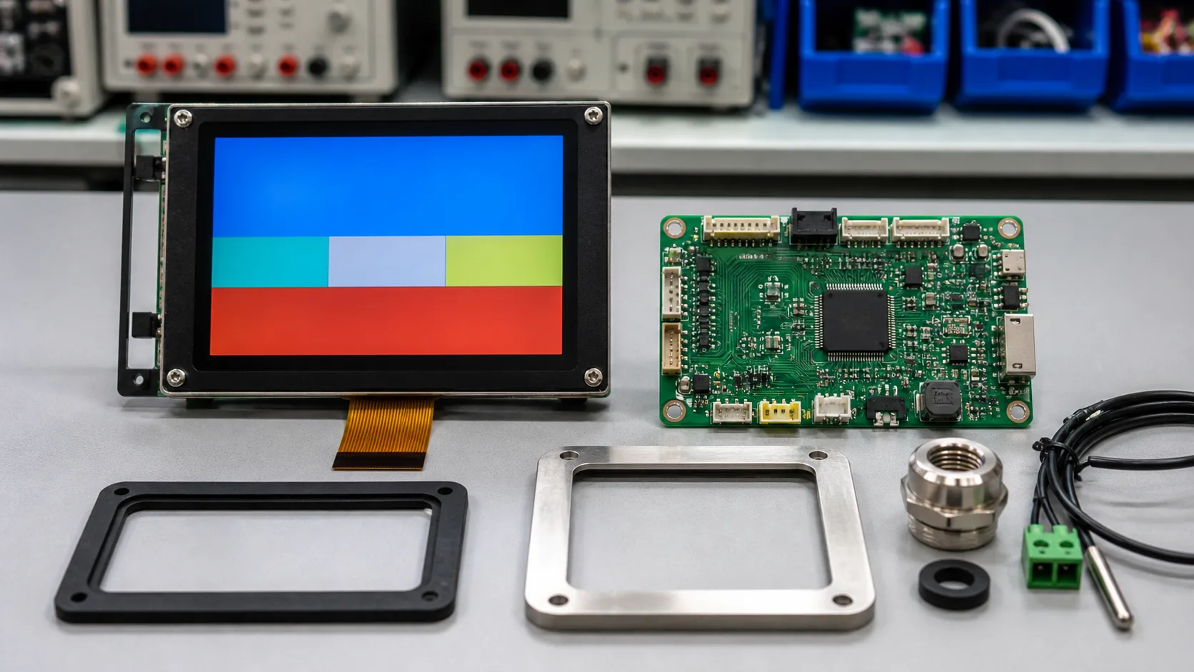 TFT LCD module controller board sealing gasket and temperature sensor parts for refrigeration HMI OEM integration