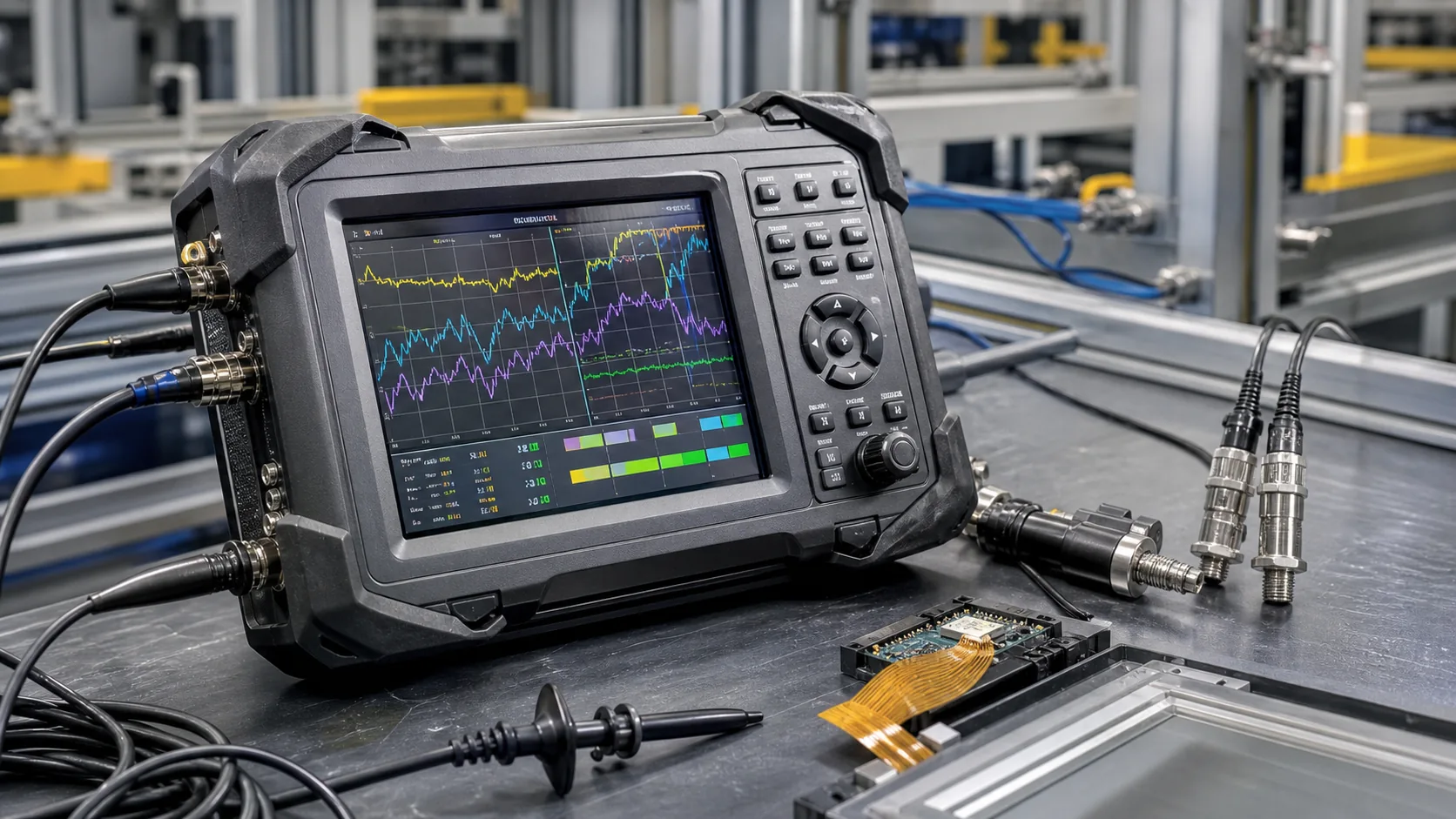 Rugged portable industrial test instrument with color TFT LCD module