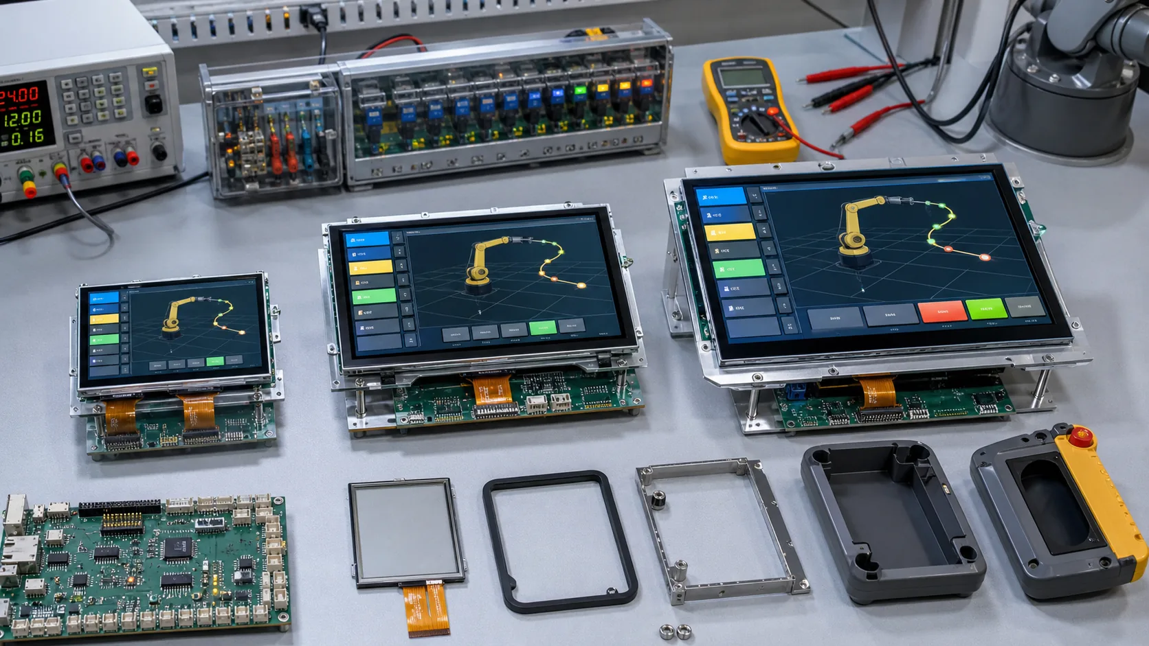 Engineering validation bench for TFT LCD modules used in robot teach pendants