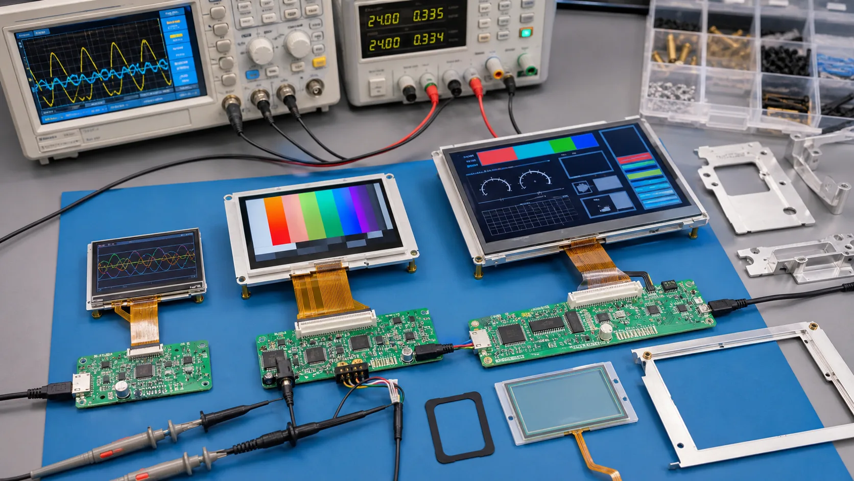 Engineering bench validation of TFT LCD modules for industrial test instruments