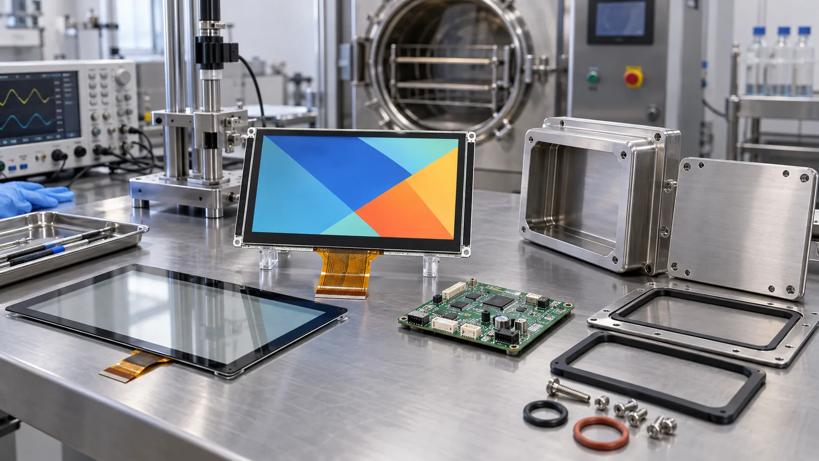TFT LCD module, touch lens, controller and enclosure components for industrial sterilization equipment validation