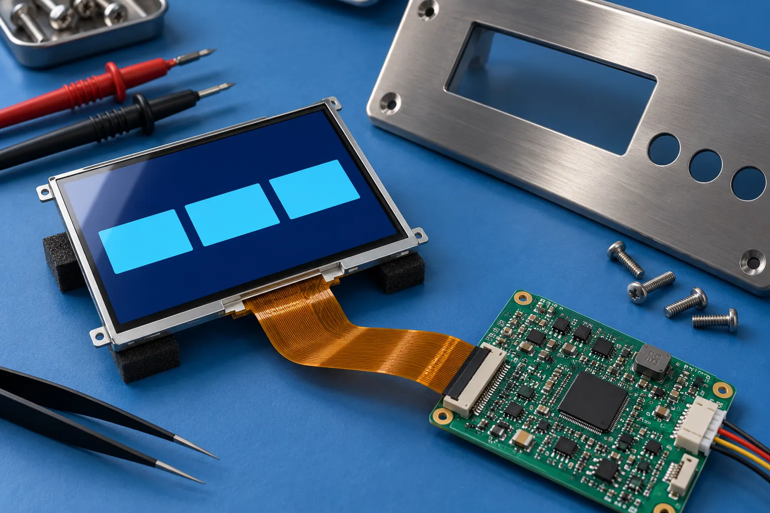 TFT module and controller beside a weighing terminal front panel sample