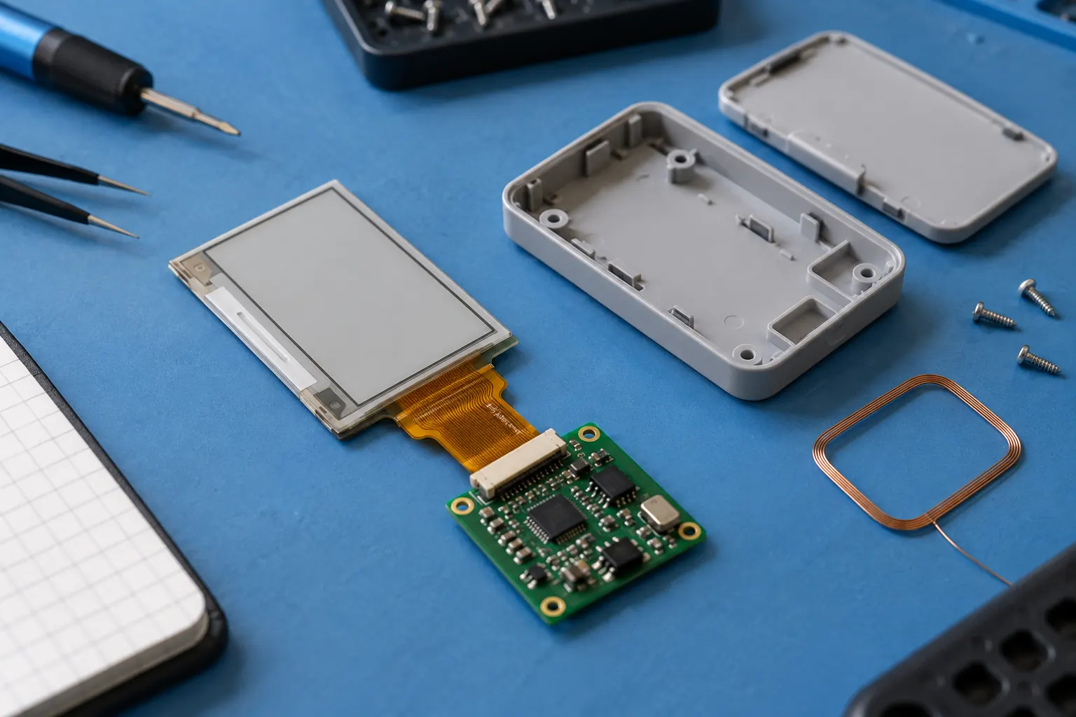 Compact e-paper module with controller and enclosure components