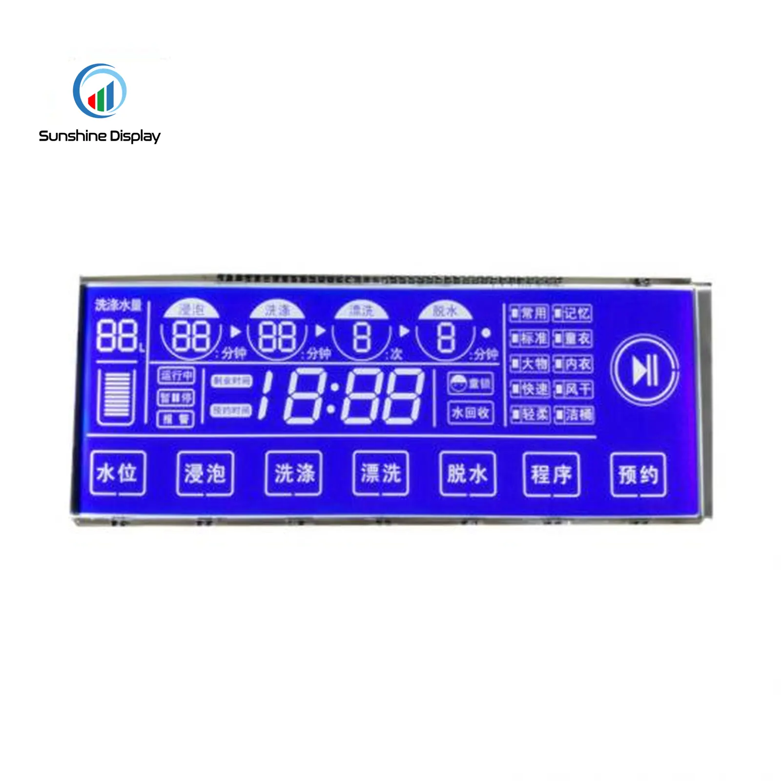 Sunshine Customized LCD Display for Cloth Washing Machine Customized LCD Front View